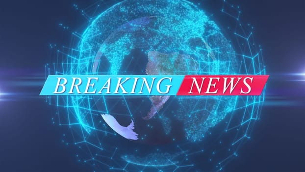 Breaking news text with technology global planet. Computer generated 3d render