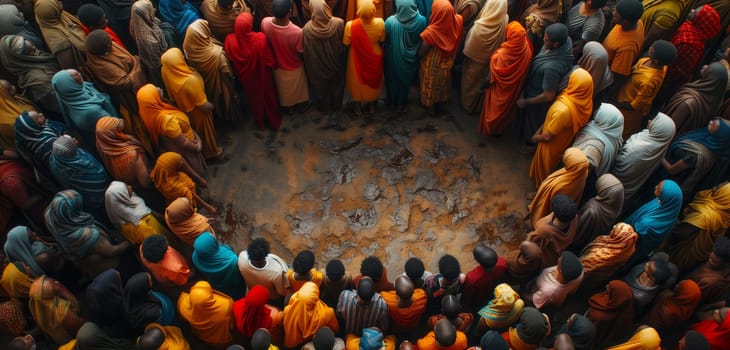 A crowd of people gathers in a circle for a fan event, sharing in the entertainment and art at a public competition event. The audience is engaged in this pilgrimage of sharing and enjoyment