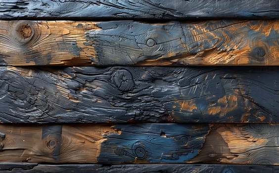 A close up of a pile of hardwood planks painted in blue and gold, creating a beautiful pattern perfect for flooring or art projects