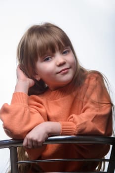 studio portrait of a charming little girl on a white background 3