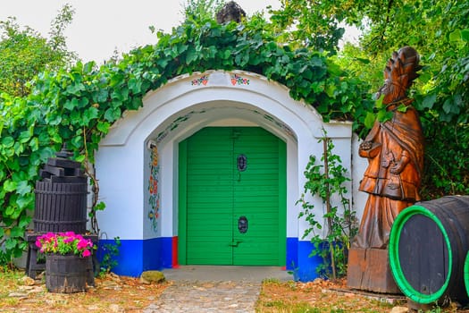 Petrov - Plze, Czech Republic - July 14, 2018: Traditional Wine Cellars - Plze, Petrov, Czech Republic, Europe. Wine lore and folklore. Moravian wine cellars