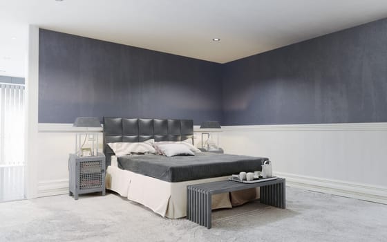 Modern bedroom interior. 3d rendering design interior