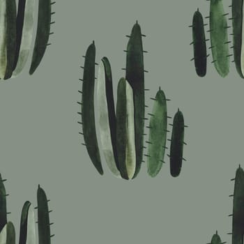 Cacti. Seamless watercolor pattern for wrapping paper, wallpaper and textiles