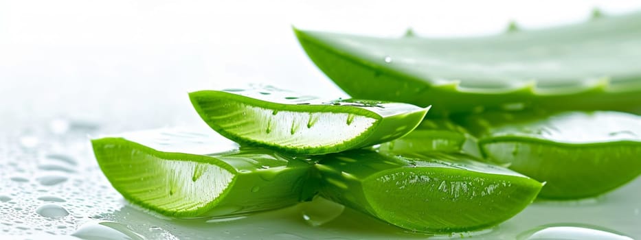 Aloe vera gel on a white background. selective focus. Nature Generative AI,