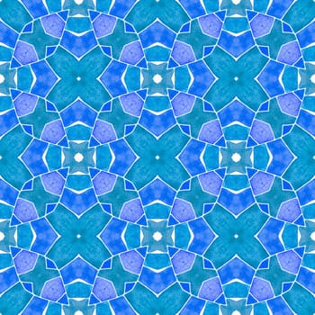 Summer exotic seamless border. Blue original boho chic summer design. Exotic seamless pattern. Textile ready enchanting print, swimwear fabric, wallpaper, wrapping.