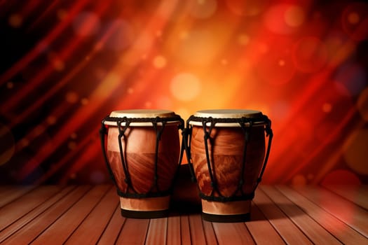 Bongo drums scene background. African rhythm. Generate Ai