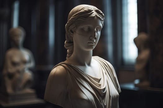 Marble statue museum. Ancient history. Generate Ai