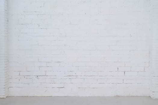 Abstract white brick wall texture for pattern background. Wide panorama picture. High quality photo