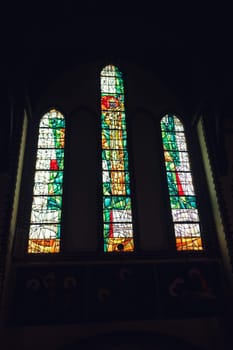 Stained glass Windows of the old Church Warsaw Poland