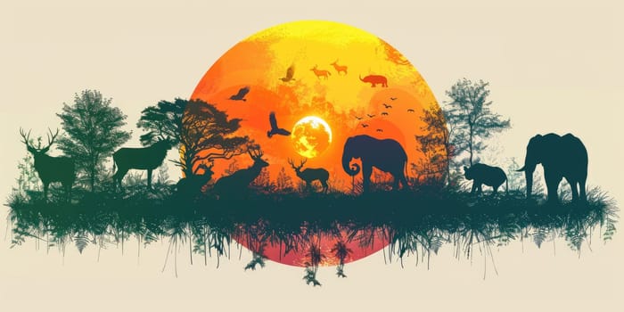 world wildlife day, wildlife concept. creative banner with planet and animals. ai generated