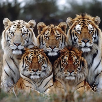 world wildlife day, wildlife concept. creative banner with tiger family . ai generated