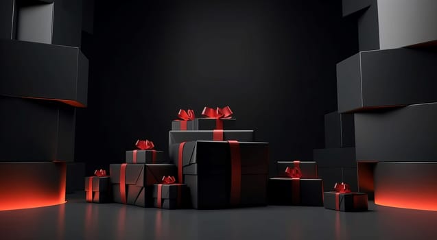 Black friday background sale. Store ribbon. Generate Ai