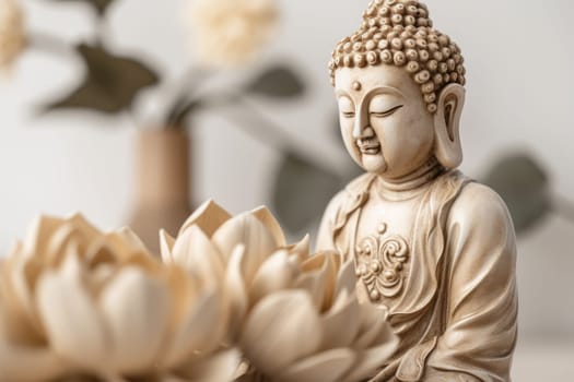 Buddha statue flower asia. Image thai. Generate Ai