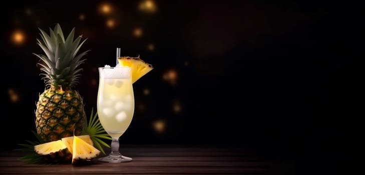 Pinacolada drink banner. Bar party. Generate Ai