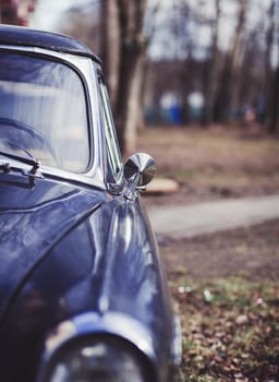 Close up of headlight lamp simply vintage car