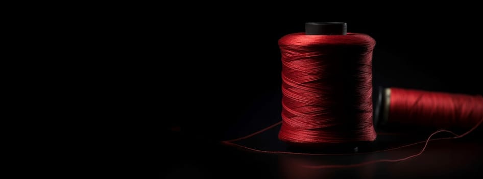 Red needle banner. Fashion line wool. Generate Ai