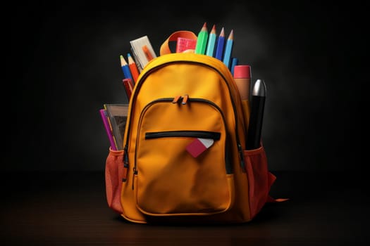 Full school bag textile. Child backpack. Generate Ai