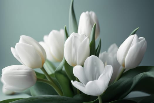 White tulips spring. Frame banner nature. Generate Ai