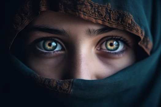 Woman muslim burqa. Arabian dress. Fictional person. Generate Ai