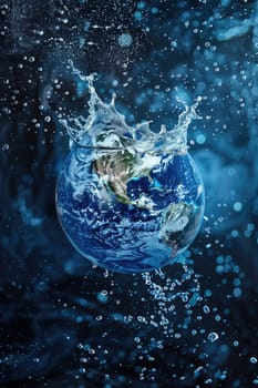 world water day concept. clean water drop in shape of planet Earth. ai generated