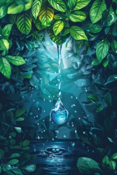 world water day concept. clean water drop in shape of planet Earth. ai generated