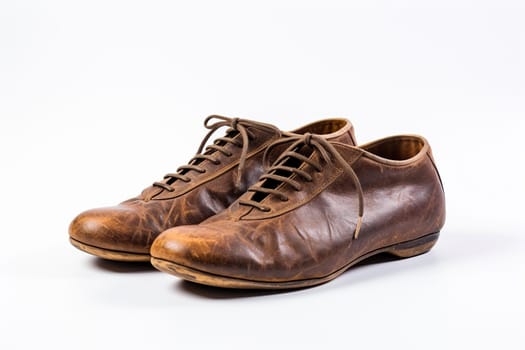 Old worn leather men's shoes.