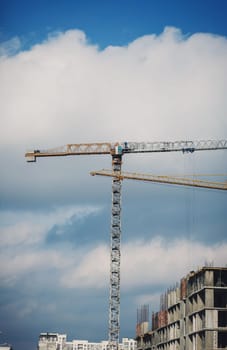 tower cranes against the sky. construction site