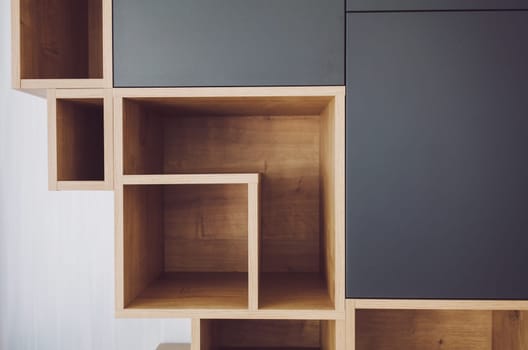 open modern wardrobe in minimalist style