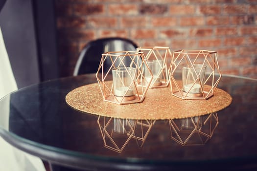 home modern interior. candlesticks on the table