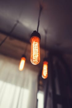 vintage spiral lamp in dark interior