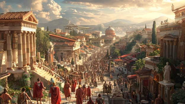 Ancient city landscape. illustration. Generative AI.