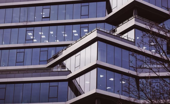 Modern glass architecture in the metropolis. office building in Europe