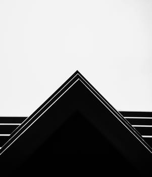 Black and white urban geometry building. silhouette modern architecture