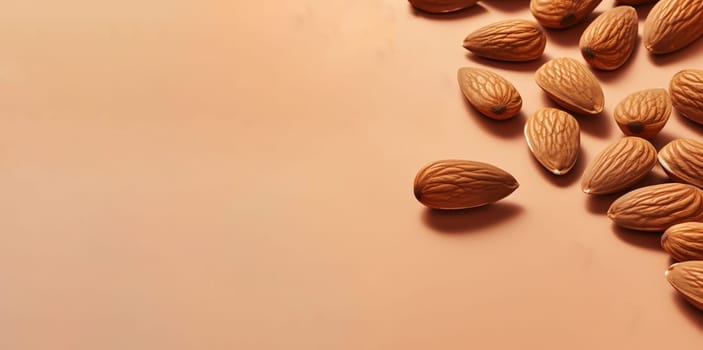 Almond banner. Food falling product. Generate Ai