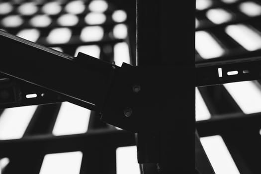 metal structure interior in black and white. futuristic architecture