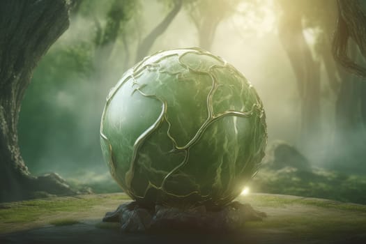 Green prediction ball. Crystal sphere. Generate Ai