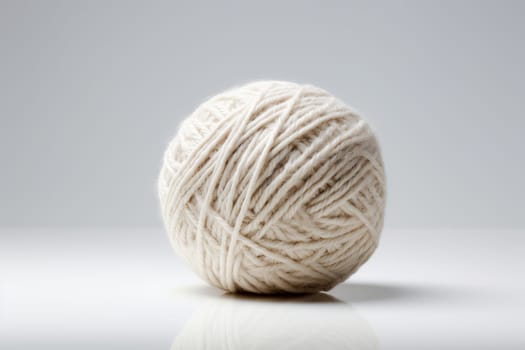 Ball wool white textile. Fabric yarn. Generate Ai