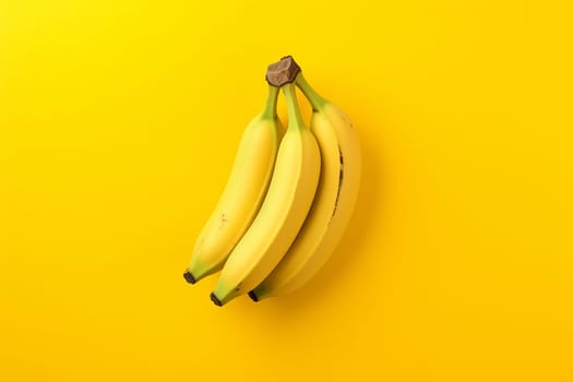 Banana yellow background. Bunch fresh fruit. Generate Ai