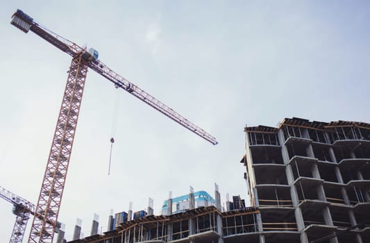 tower crane on the construction site of the new district