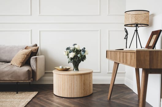Classic Scandinavian interior of a hotel or apartment. Minimalism