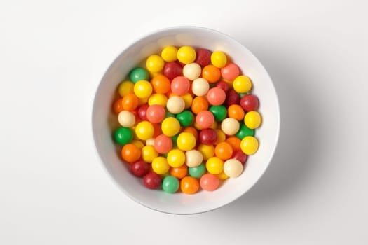 Bowl colorful candies. Studio sugar top view. Generate Ai
