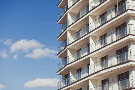 House building and city construction. outdoor urban view of modern real estate homes