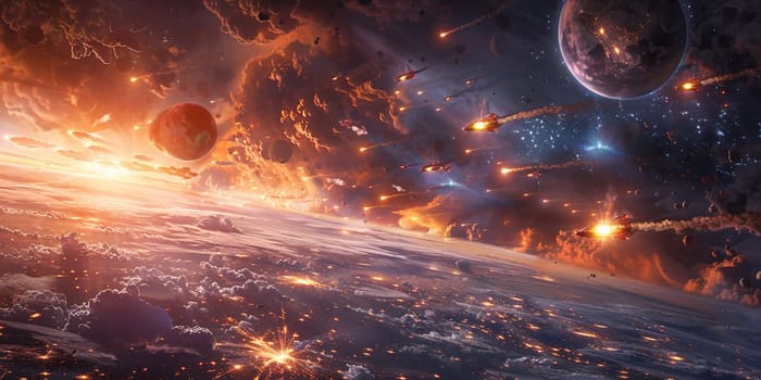 An Epic Space Battle An Image of a Spectacular Cosmic Clash. High quality photo