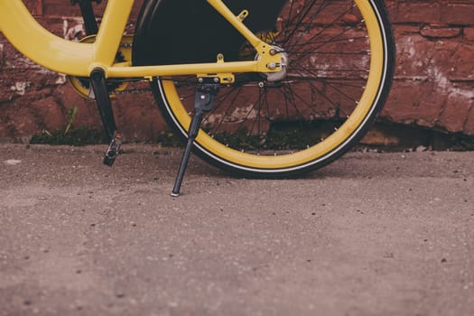 old vintage bike in the city. Bicycle rentals