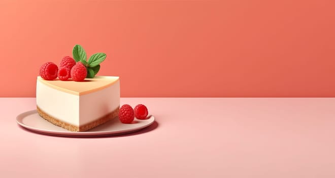 Cheesecake day berry fruit background. Love delicious. Generate Ai