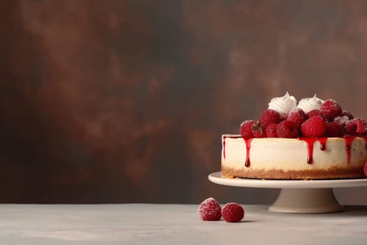 Cheesecake day red pie background. Frosting romantic. Generate Ai