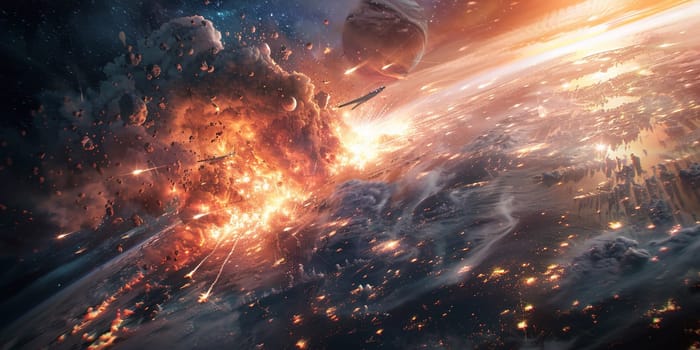 An Epic Space Battle An Image of a Spectacular Cosmic Clash. High quality photo