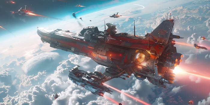An Epic Space Battle An Image of a Spectacular Cosmic Clash. High quality photo