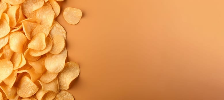 Chips banner food. Snack chip pile. Generate Ai