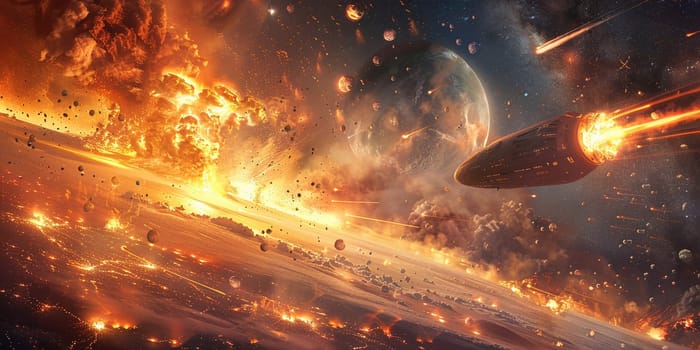 An Epic Space Battle An Image of a Spectacular Cosmic Clash. High quality photo